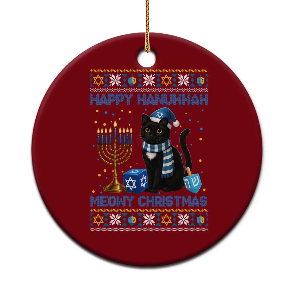Hanukkah Cat Lover Gifts Ceramic Ornament Happy Hanukkah Meowy Xmas TS12 1pc Red Print Your Wear