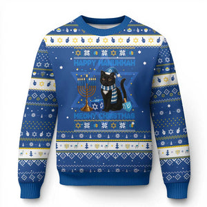 Cat Lover Gifts Hanukkah Ugly Sweater Happy Chanukkah Meowy Christmas TS12 Blue White Print Your Wear
