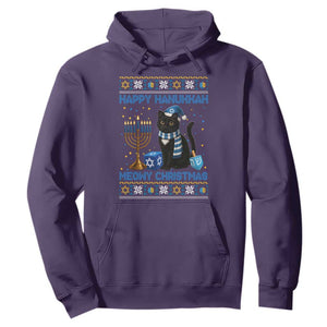 Hanukkah Cat Lover Gifts Hoodie Happy Hanukkah Meowy Christmas TS12 Purple Print Your Wear