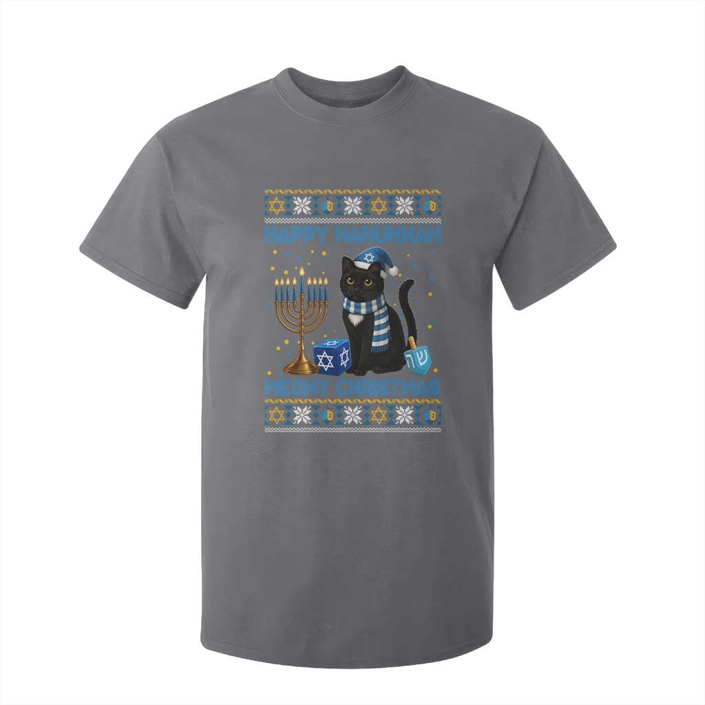 Hanukkah Cat Lover Gifts T Shirt For Kid Happy Hanukkah Meowy Christmas TS12 Charcoal Print Your Wear