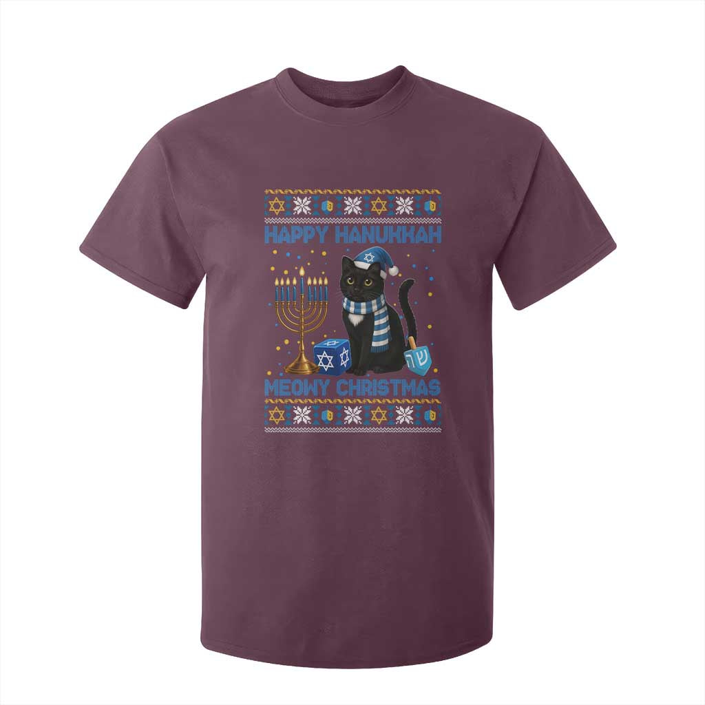 Hanukkah Cat Lover Gifts T Shirt For Kid Happy Hanukkah Meowy Christmas TS12 Maroon Print Your Wear