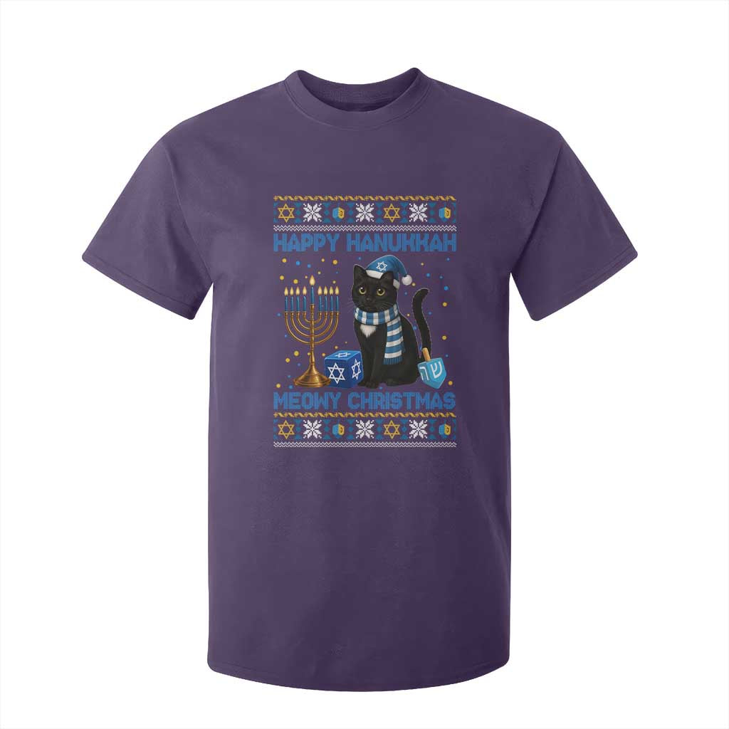 Hanukkah Cat Lover Gifts T Shirt For Kid Happy Hanukkah Meowy Christmas TS12 Purple Print Your Wear