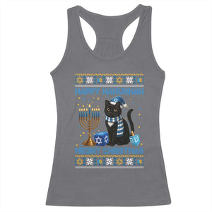 Hanukkah Cat Lover Gifts Racerback Tank Top Happy Hanukkah Meowy Christmas TS12 Charcoal Print Your Wear