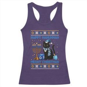 Hanukkah Cat Lover Gifts Racerback Tank Top Happy Hanukkah Meowy Christmas TS12 Purple Print Your Wear