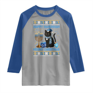 Hanukkah Cat Lover Gifts Raglan Shirt Happy Hanukkah Meowy Christmas TS12 Sport Gray Royal Print Your Wear
