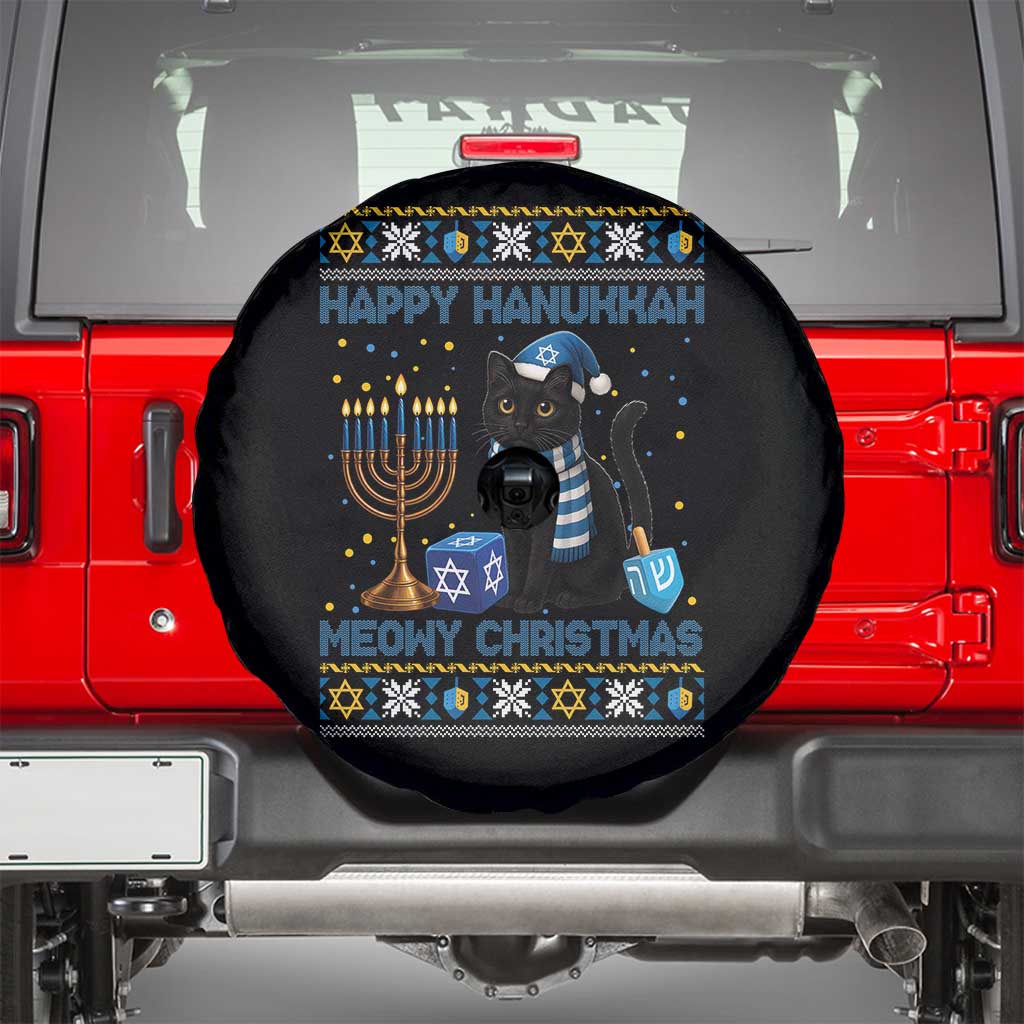 Hanukkah Cat Lover Gifts Spare Tire Cover Happy Hanukkah Meowy Christmas TS12 Black Print Your Wear