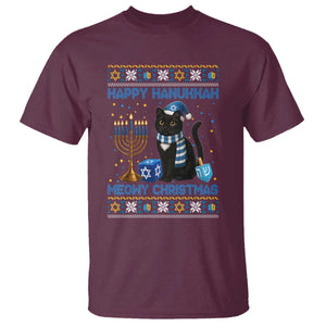 Hanukkah Cat Lover Gifts T Shirt Happy Hanukkah Meowy Christmas TS12 Maroon Print Your Wear