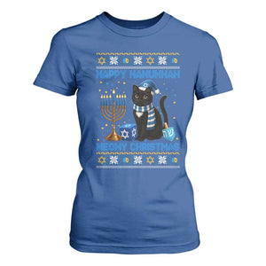 Hanukkah Cat Lover Gifts T Shirt For Women Happy Hanukkah Meowy Christmas TS12 Royal Blue Print Your Wear
