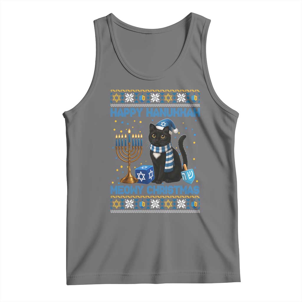 Hanukkah Cat Lover Gifts Tank Top Happy Hanukkah Meowy Christmas TS12 Black Heather Print Your Wear