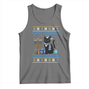 Hanukkah Cat Lover Gifts Tank Top Happy Hanukkah Meowy Christmas TS12 Black Heather Print Your Wear