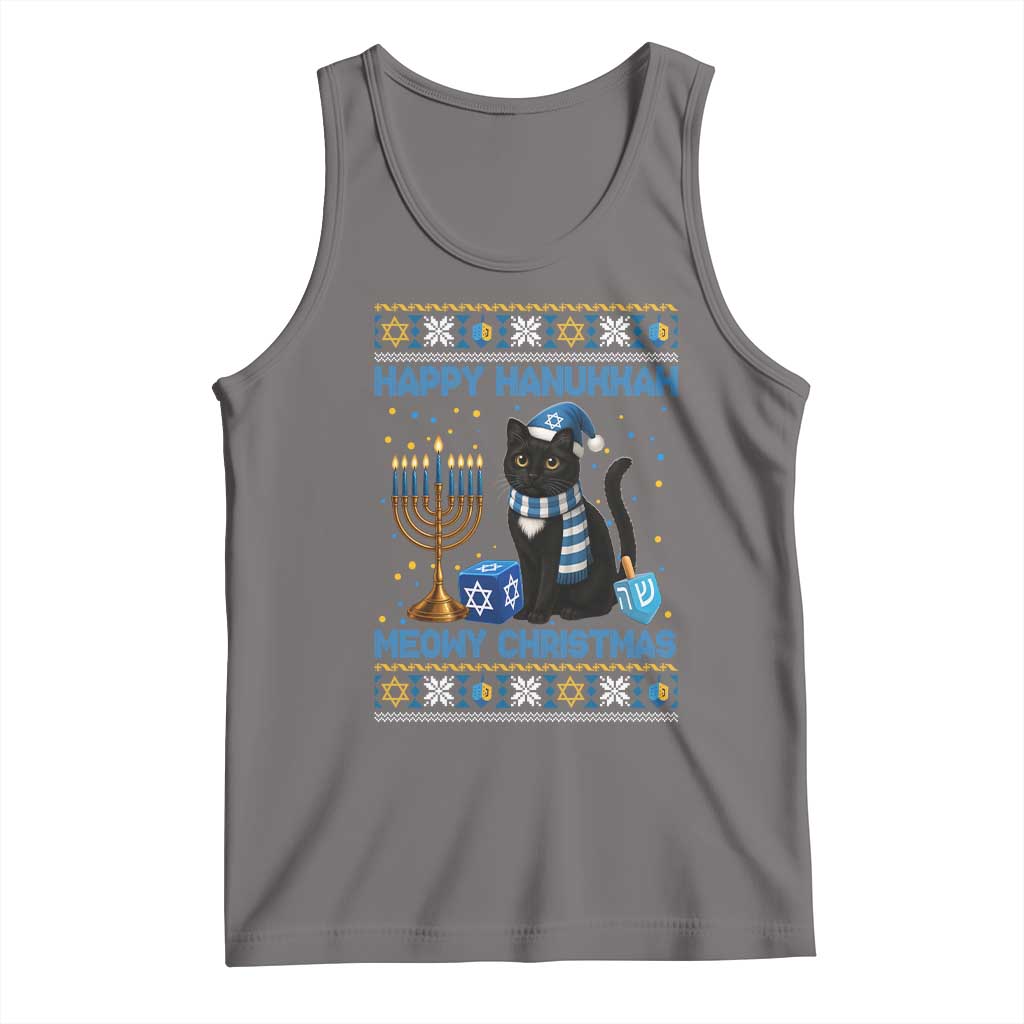 Hanukkah Cat Lover Gifts Tank Top Happy Hanukkah Meowy Christmas TS12 Deep Heather Print Your Wear