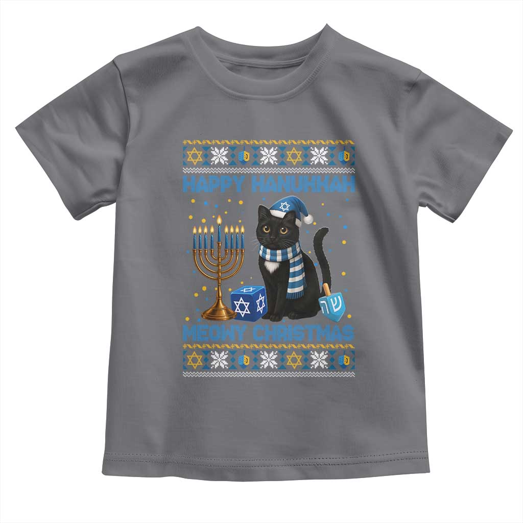Hanukkah Cat Lover Gifts Toddler T Shirt Happy Hanukkah Meowy Christmas TS12 Charcoal Print Your Wear