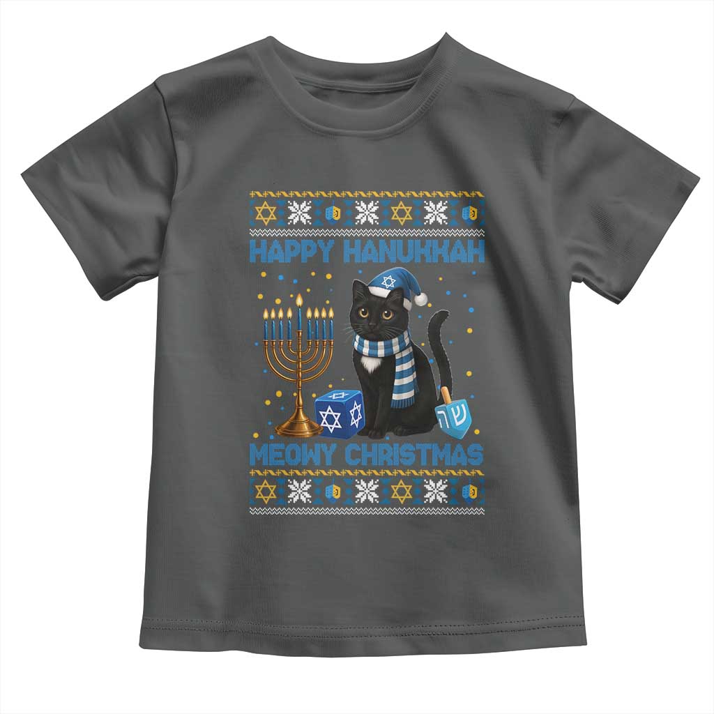 Hanukkah Cat Lover Gifts Toddler T Shirt Happy Hanukkah Meowy Christmas TS12 Dark Heather Print Your Wear