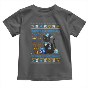 Hanukkah Cat Lover Gifts Toddler T Shirt Happy Hanukkah Meowy Christmas TS12 Dark Heather Print Your Wear