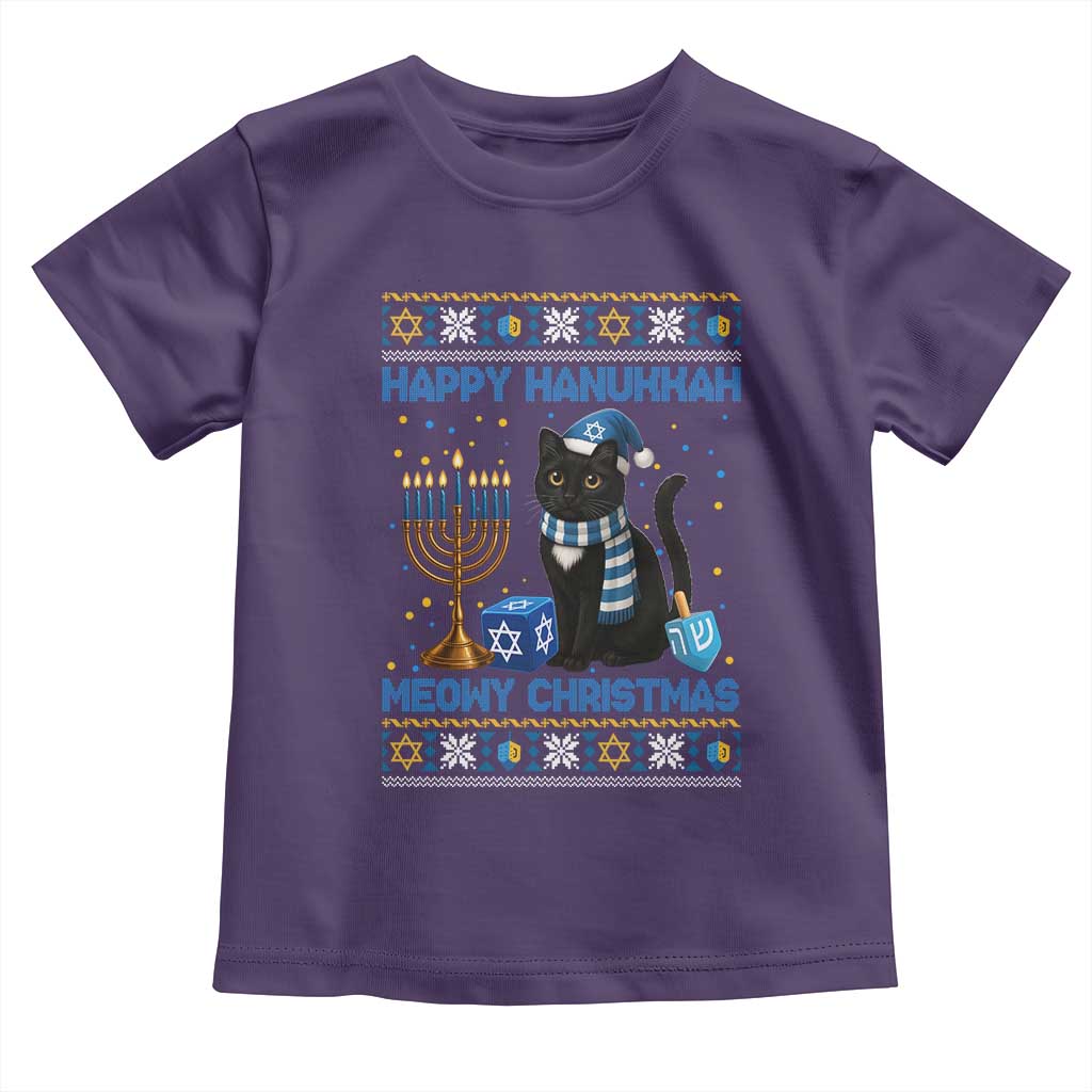 Hanukkah Cat Lover Gifts Toddler T Shirt Happy Hanukkah Meowy Christmas TS12 Purple Print Your Wear
