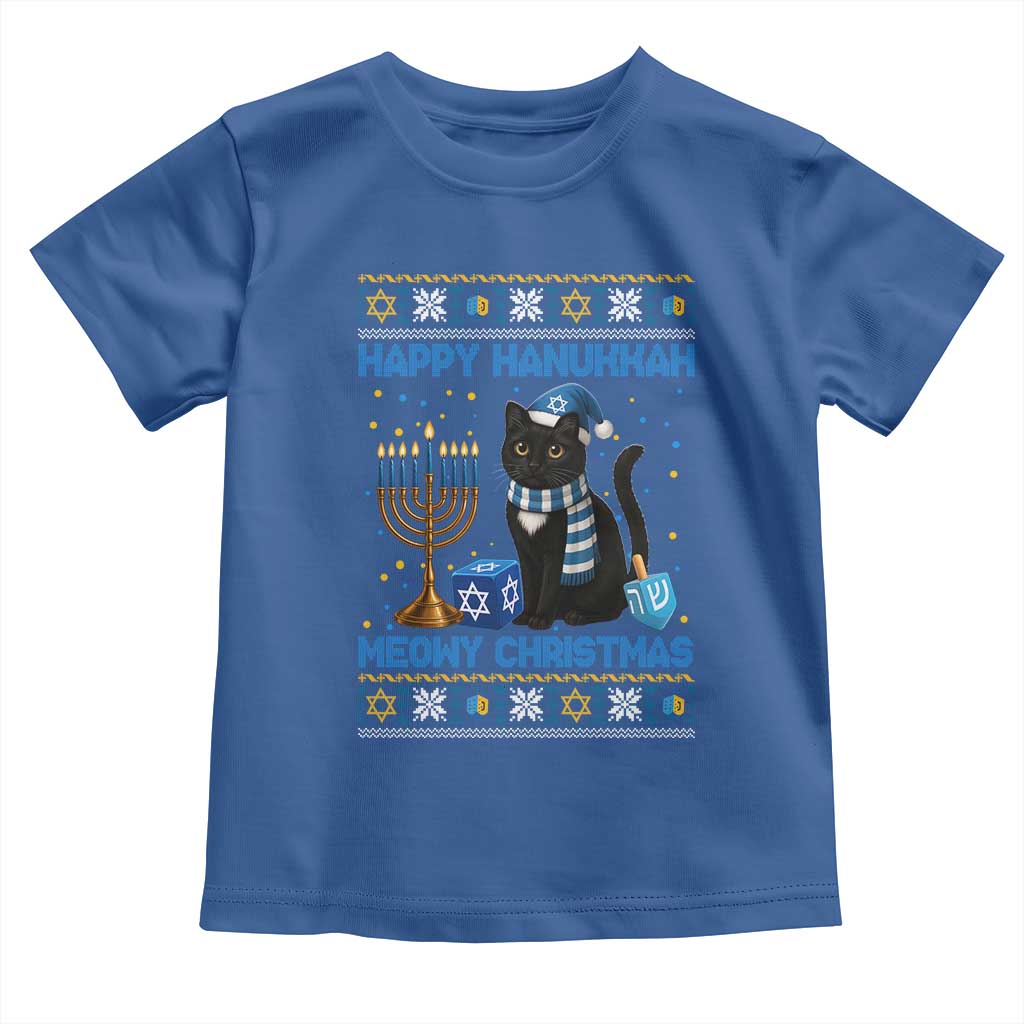 Hanukkah Cat Lover Gifts Toddler T Shirt Happy Hanukkah Meowy Christmas TS12 Royal Blue Print Your Wear