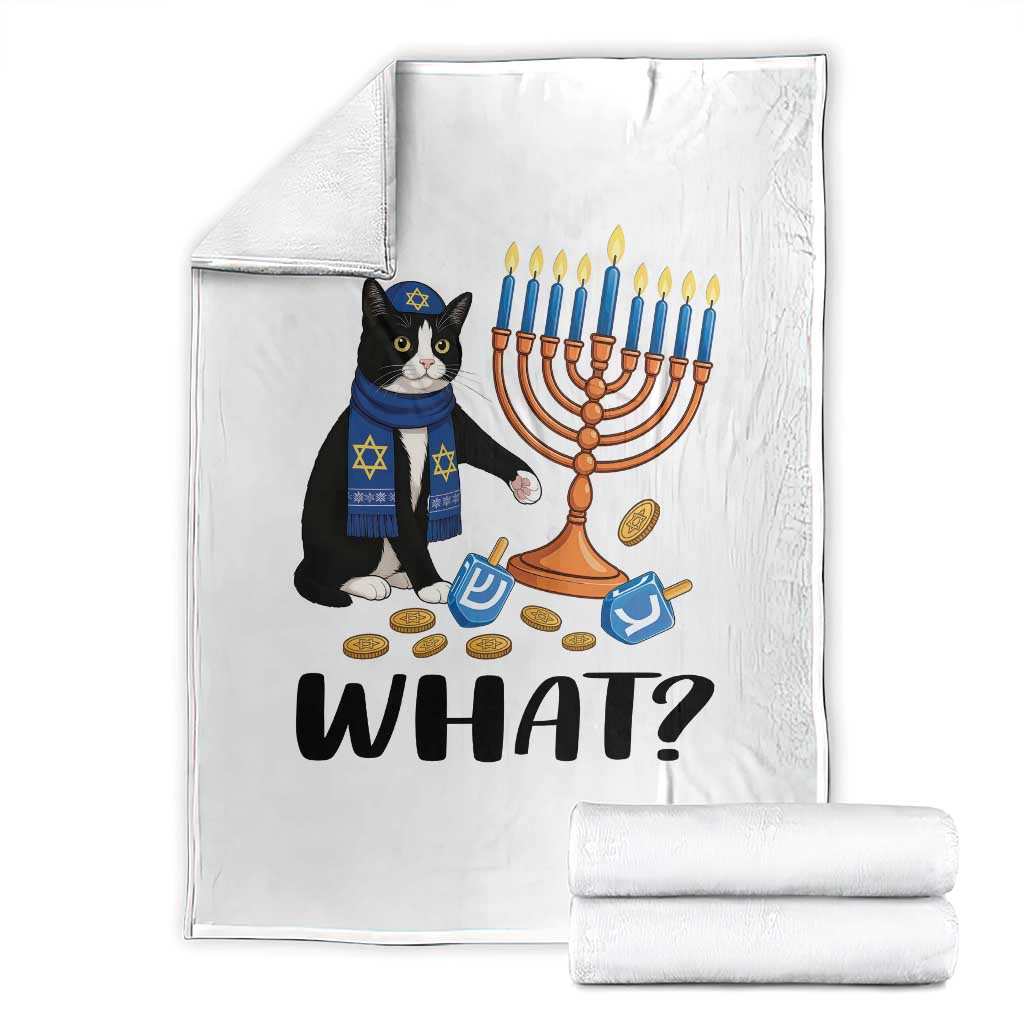 Funny Black Cat Chaos Hanukkah Menorah Gift Throw Blanket TS12 White Print Your Wear