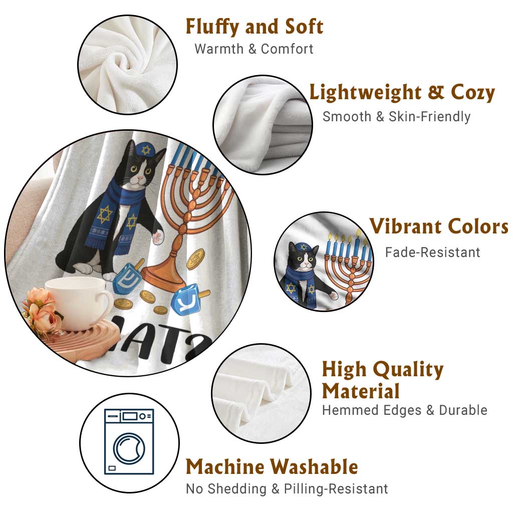 Funny Black Cat Chaos Hanukkah Menorah Gift Throw Blanket TS12 Print Your Wear