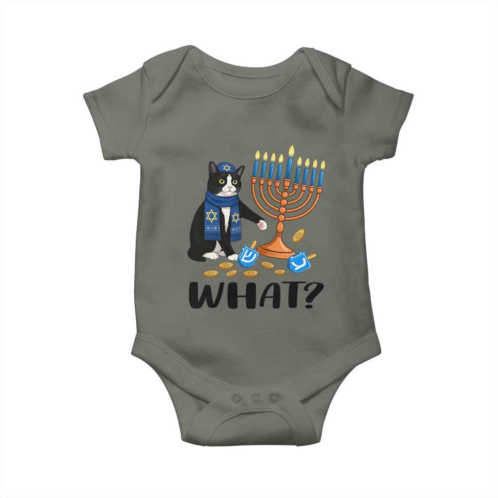 Funny Black Cat Chaos Hanukkah Menorah Gift Baby Onesie TS12 Military Green Print Your Wear