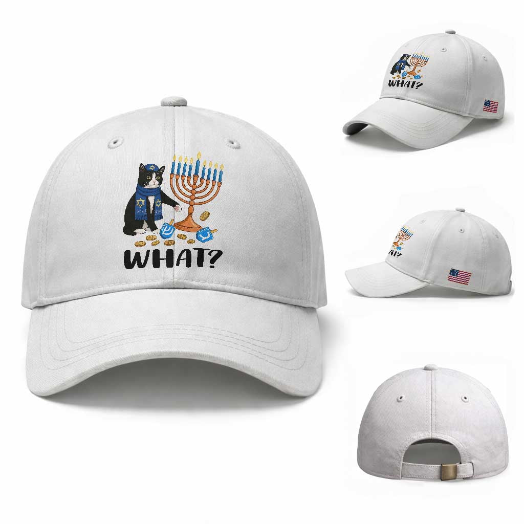 Funny Black Cat Chaos Hanukkah Menorah Gift Baseball Cap TS12 Baseball Cap Universal Fit White Print Your Wear