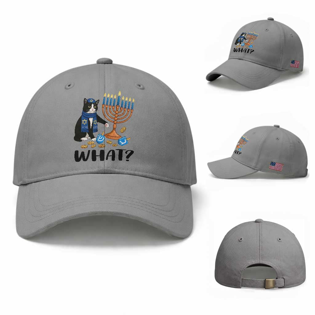 Funny Black Cat Chaos Hanukkah Menorah Gift Baseball Cap TS12 Baseball Cap Universal Fit Sport Gray Print Your Wear