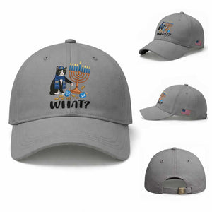 Funny Black Cat Chaos Hanukkah Menorah Gift Baseball Cap TS12 Baseball Cap Universal Fit Sport Gray Print Your Wear