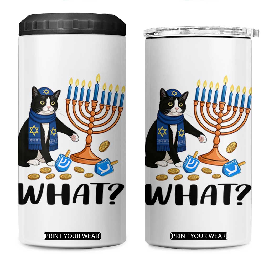 Funny Black Cat Chaos Hanukkah Menorah Gift 4 in 1 Can Cooler Tumbler TS12 One Size: 16 oz White Print Your Wear