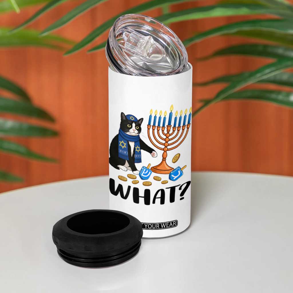 Funny Black Cat Chaos Hanukkah Menorah Gift 4 in 1 Can Cooler Tumbler TS12 Print Your Wear