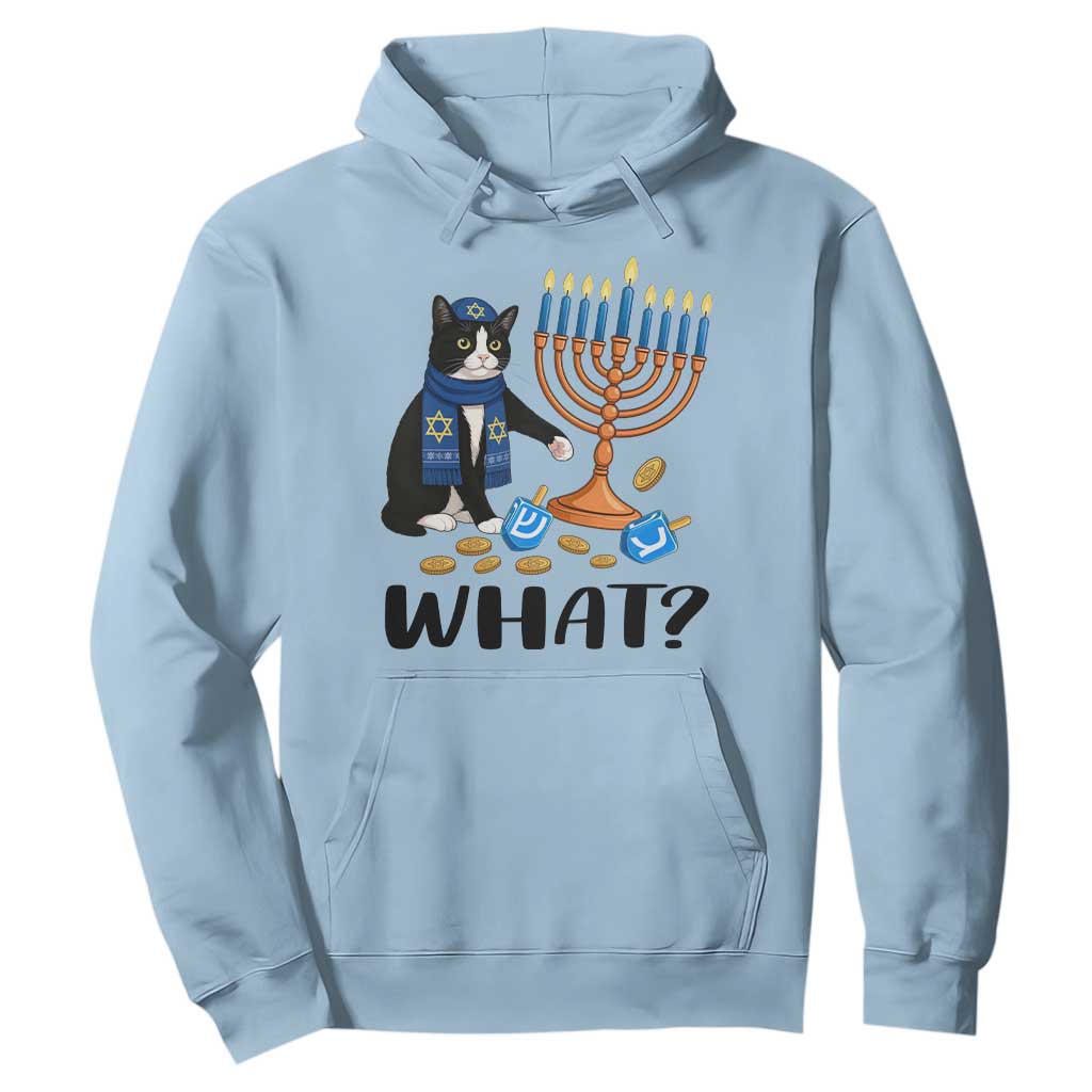 Funny Black Cat Chaos Hanukkah Menorah Gift Hoodie TS12 Light Blue Print Your Wear