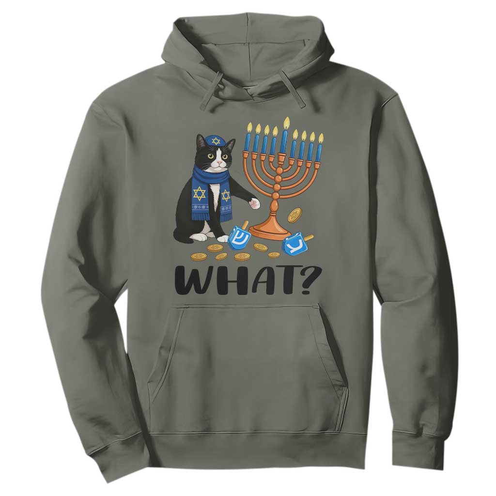 Funny Black Cat Chaos Hanukkah Menorah Gift Hoodie TS12 Military Green Print Your Wear