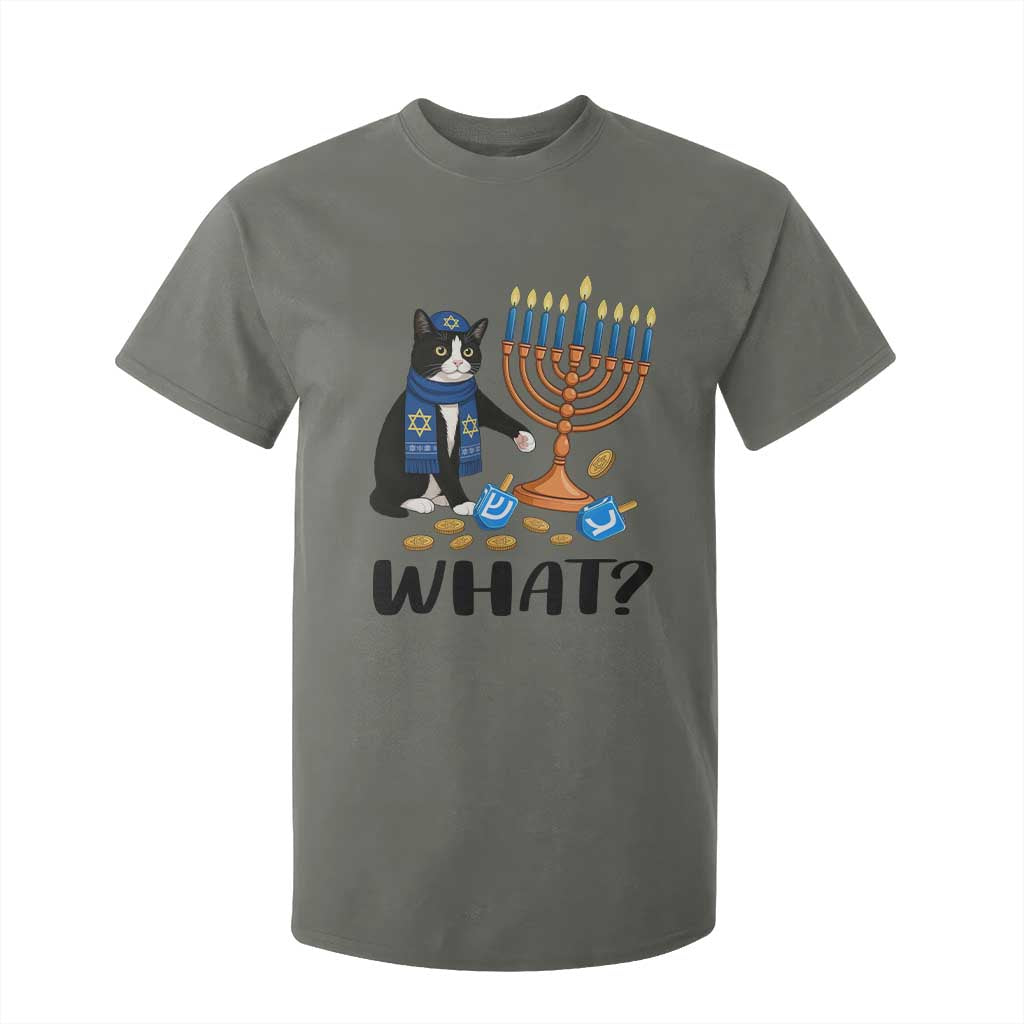 Funny Black Cat Chaos Hanukkah Menorah Gift T Shirt For Kid TS12 Military Green Print Your Wear