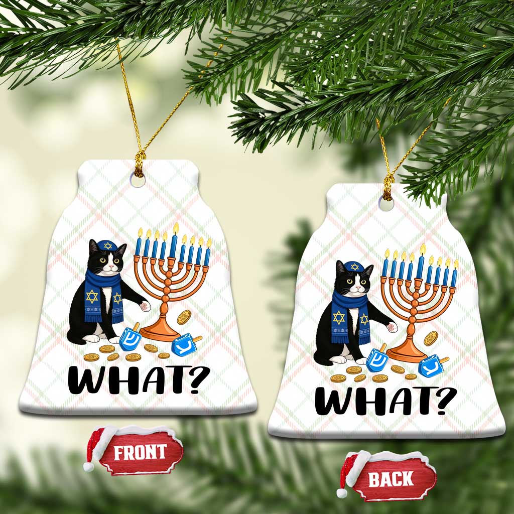 Funny Black Cat Chaos Hanukkah Menorah Gift Ceramic Ornament TS12 Print Your Wear