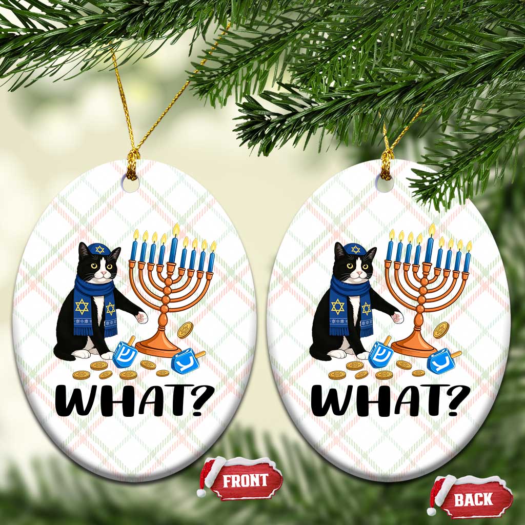 Funny Black Cat Chaos Hanukkah Menorah Gift Ceramic Ornament TS12 Print Your Wear