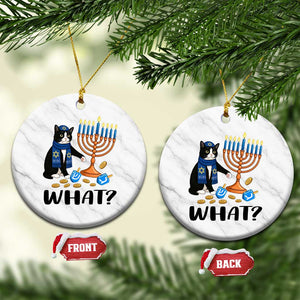 Funny Black Cat Chaos Hanukkah Menorah Gift Ceramic Ornament TS12 1pc White Marble Print Your Wear