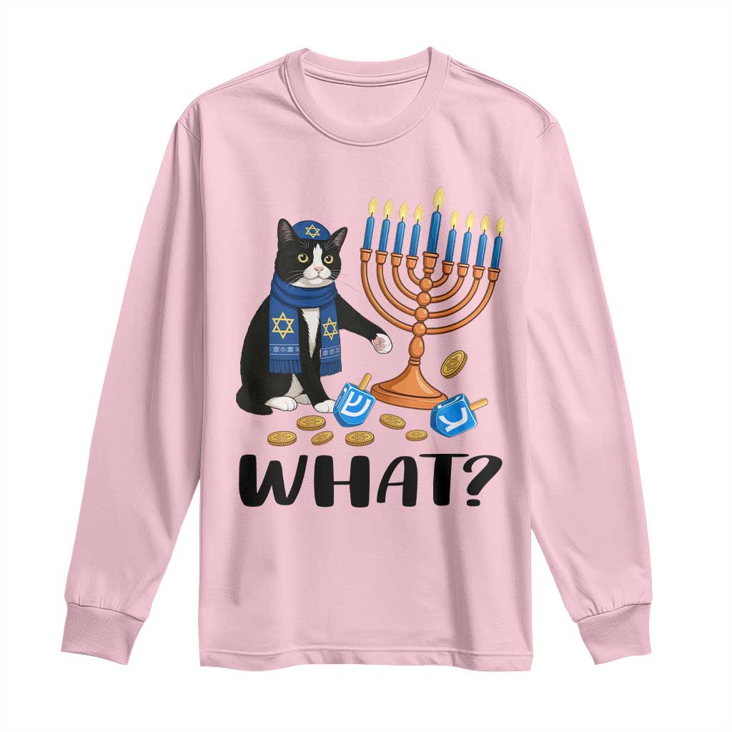 Funny Black Cat Chaos Hanukkah Menorah Gift Long Sleeve Shirt TS12 Light Pink Print Your Wear