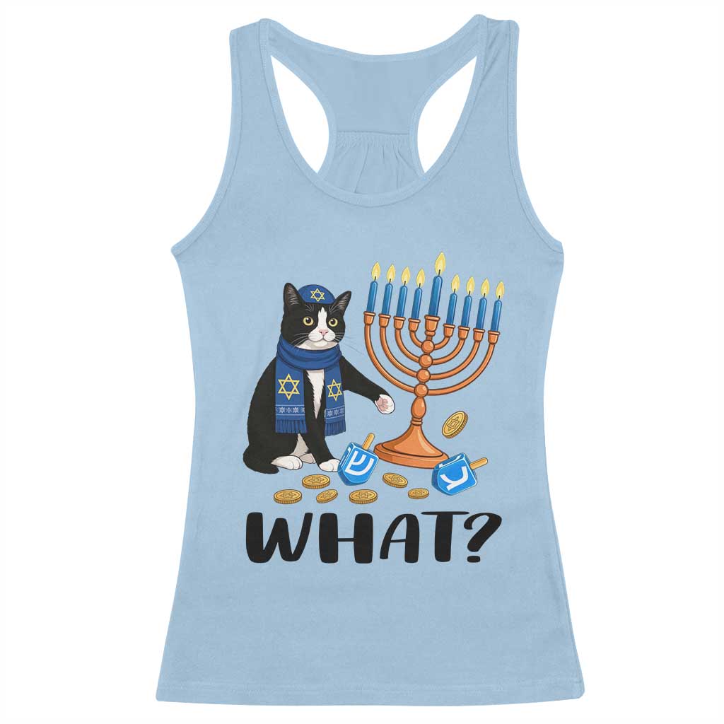 Funny Black Cat Chaos Hanukkah Menorah Gift Racerback Tank Top TS12 Light Blue Print Your Wear