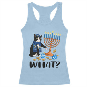 Funny Black Cat Chaos Hanukkah Menorah Gift Racerback Tank Top TS12 Light Blue Print Your Wear