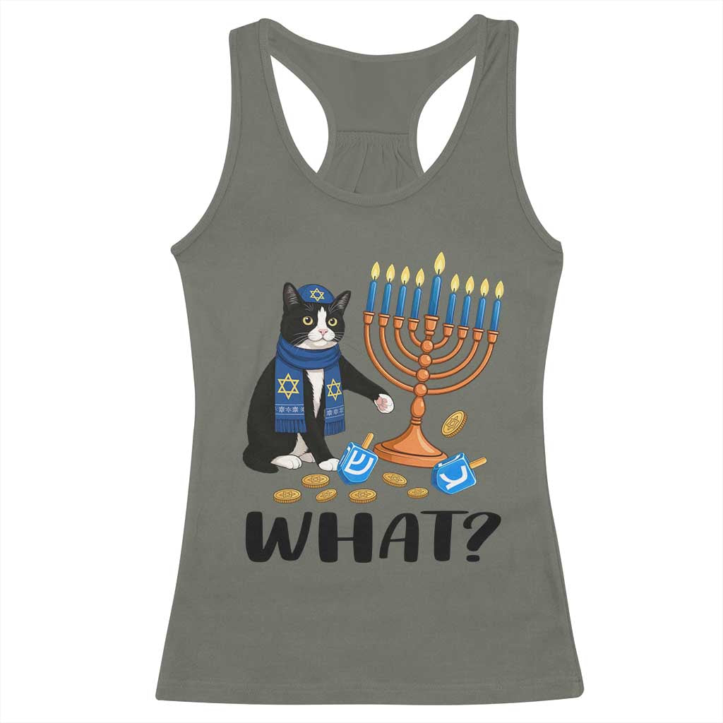 Funny Black Cat Chaos Hanukkah Menorah Gift Racerback Tank Top TS12 Military Green Print Your Wear