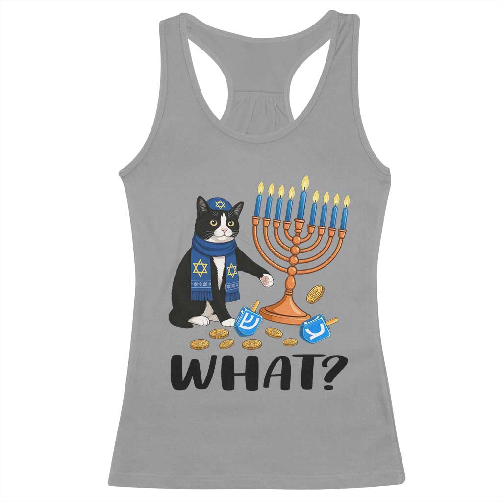 Funny Black Cat Chaos Hanukkah Menorah Gift Racerback Tank Top TS12 Sport Gray Print Your Wear