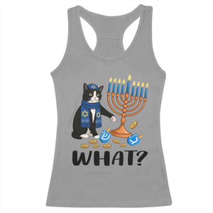 Funny Black Cat Chaos Hanukkah Menorah Gift Racerback Tank Top TS12 Sport Gray Print Your Wear