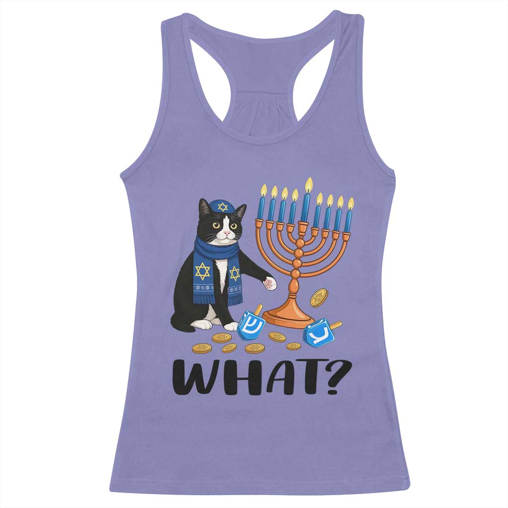 Funny Black Cat Chaos Hanukkah Menorah Gift Racerback Tank Top TS12 Violet Print Your Wear