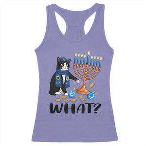 Funny Black Cat Chaos Hanukkah Menorah Gift Racerback Tank Top TS12 Violet Print Your Wear