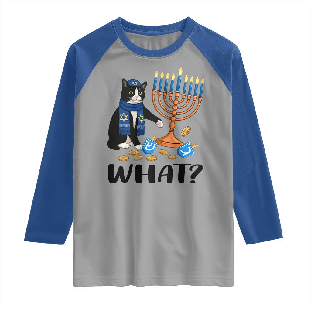 Funny Black Cat Chaos Hanukkah Menorah Gift Raglan Shirt TS12 Sport Gray Royal Print Your Wear