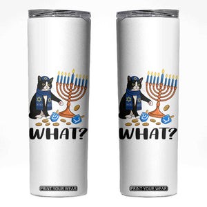 Funny Black Cat Chaos Hanukkah Menorah Gift Skinny Tumbler TS12 White Print Your Wear