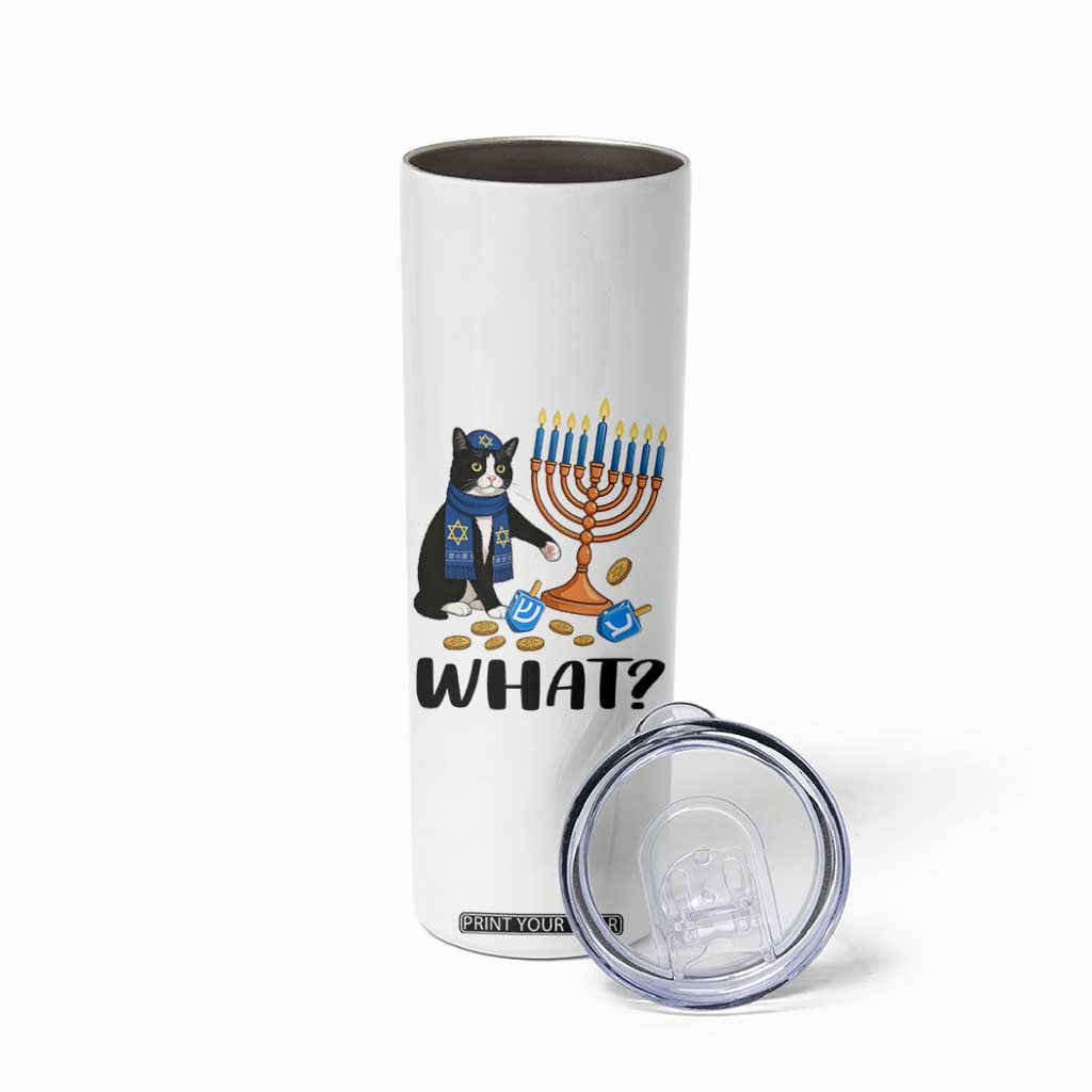 Funny Black Cat Chaos Hanukkah Menorah Gift Skinny Tumbler TS12 Print Your Wear