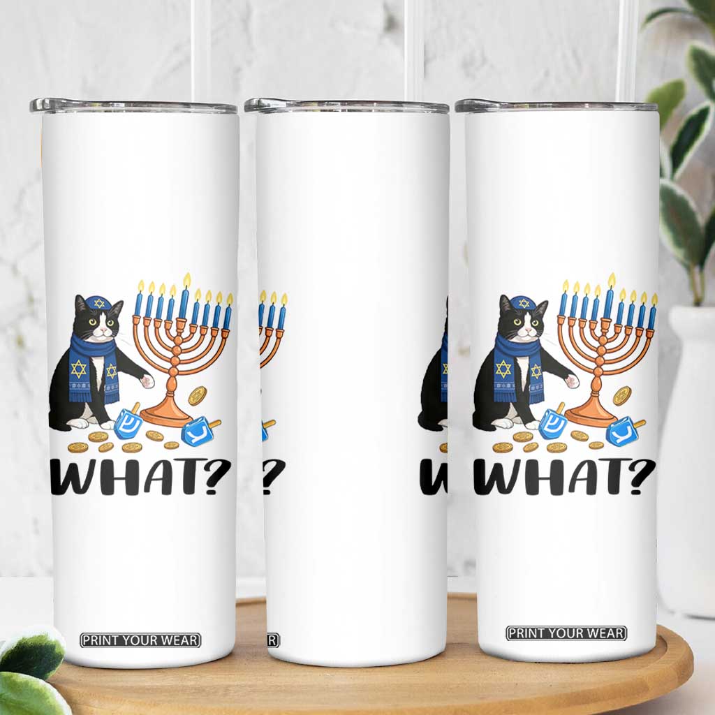 Funny Black Cat Chaos Hanukkah Menorah Gift Skinny Tumbler TS12 Print Your Wear