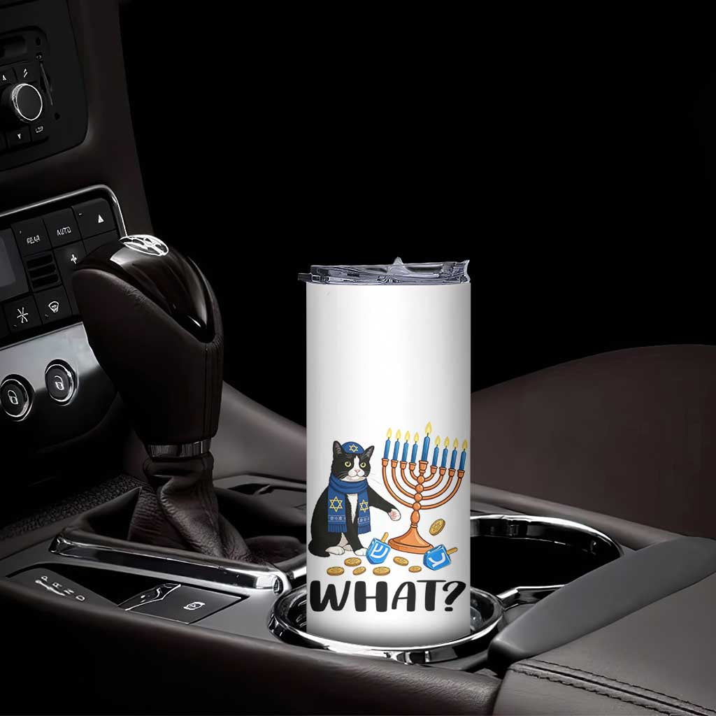 Funny Black Cat Chaos Hanukkah Menorah Gift Skinny Tumbler TS12 Print Your Wear