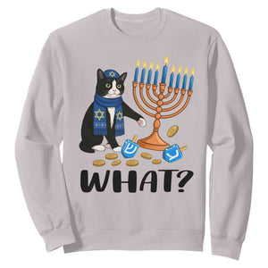 Funny Black Cat Chaos Hanukkah Menorah Gift Sweatshirt TS12 Ice Gray Print Your Wear