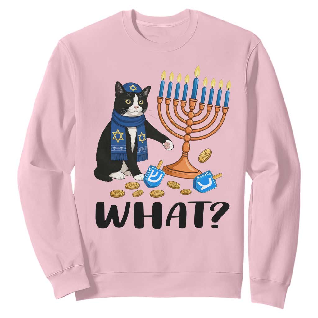 Funny Black Cat Chaos Hanukkah Menorah Gift Sweatshirt TS12 Light Pink Print Your Wear