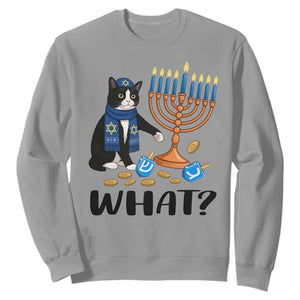 Funny Black Cat Chaos Hanukkah Menorah Gift Sweatshirt TS12 Sport Gray Print Your Wear